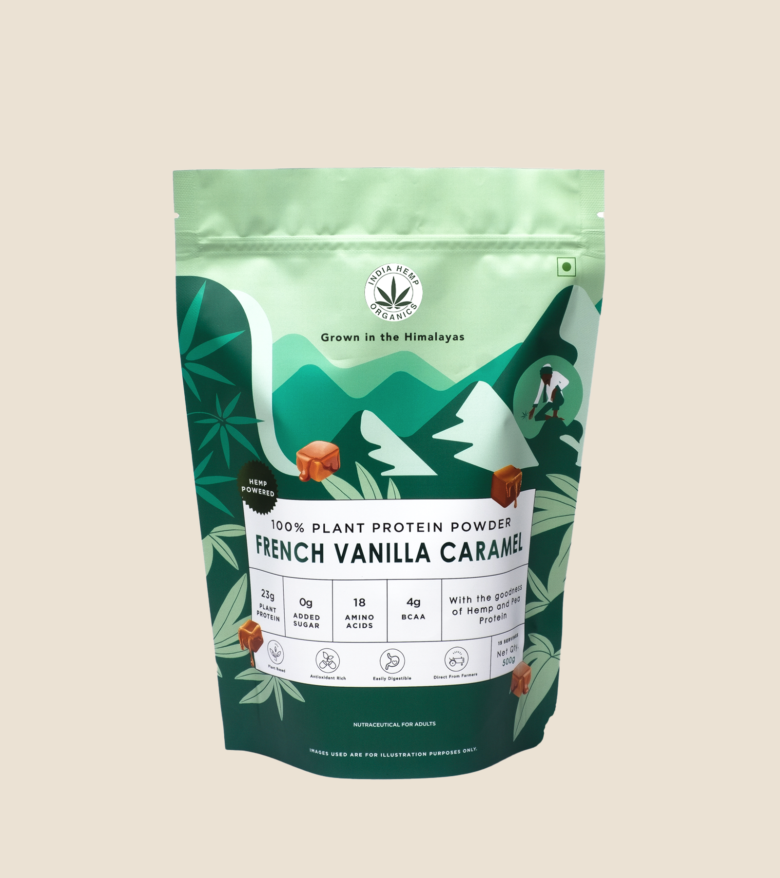 HEMP PROTEIN POWDER - FRENCH  VANILLA CARAMEL