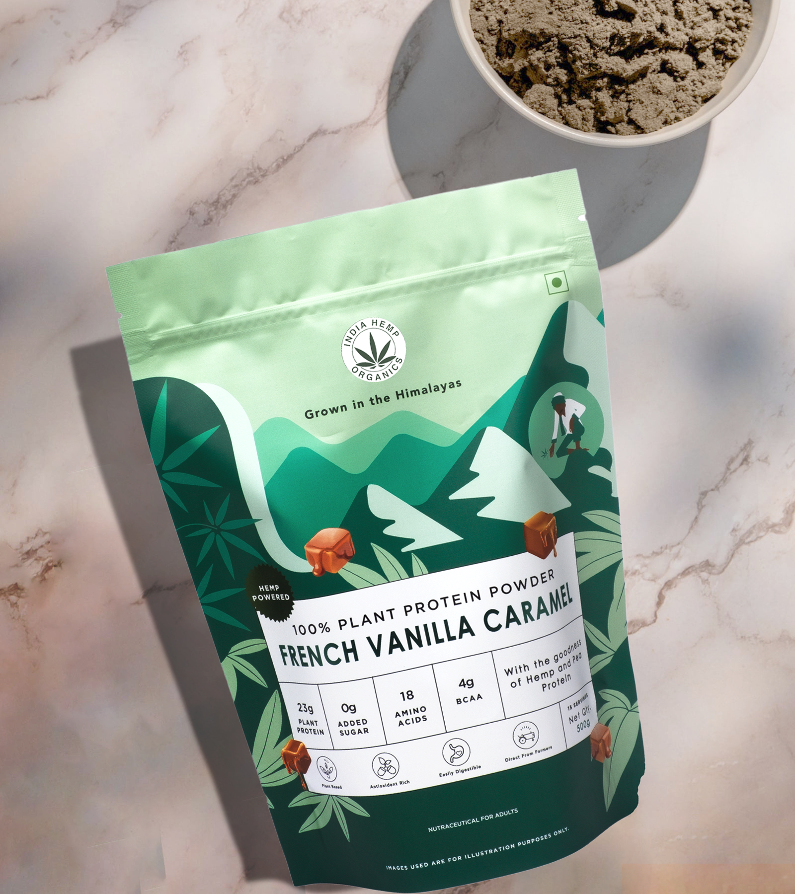 HEMP PROTEIN POWDER - FRENCH  VANILLA CARAMEL